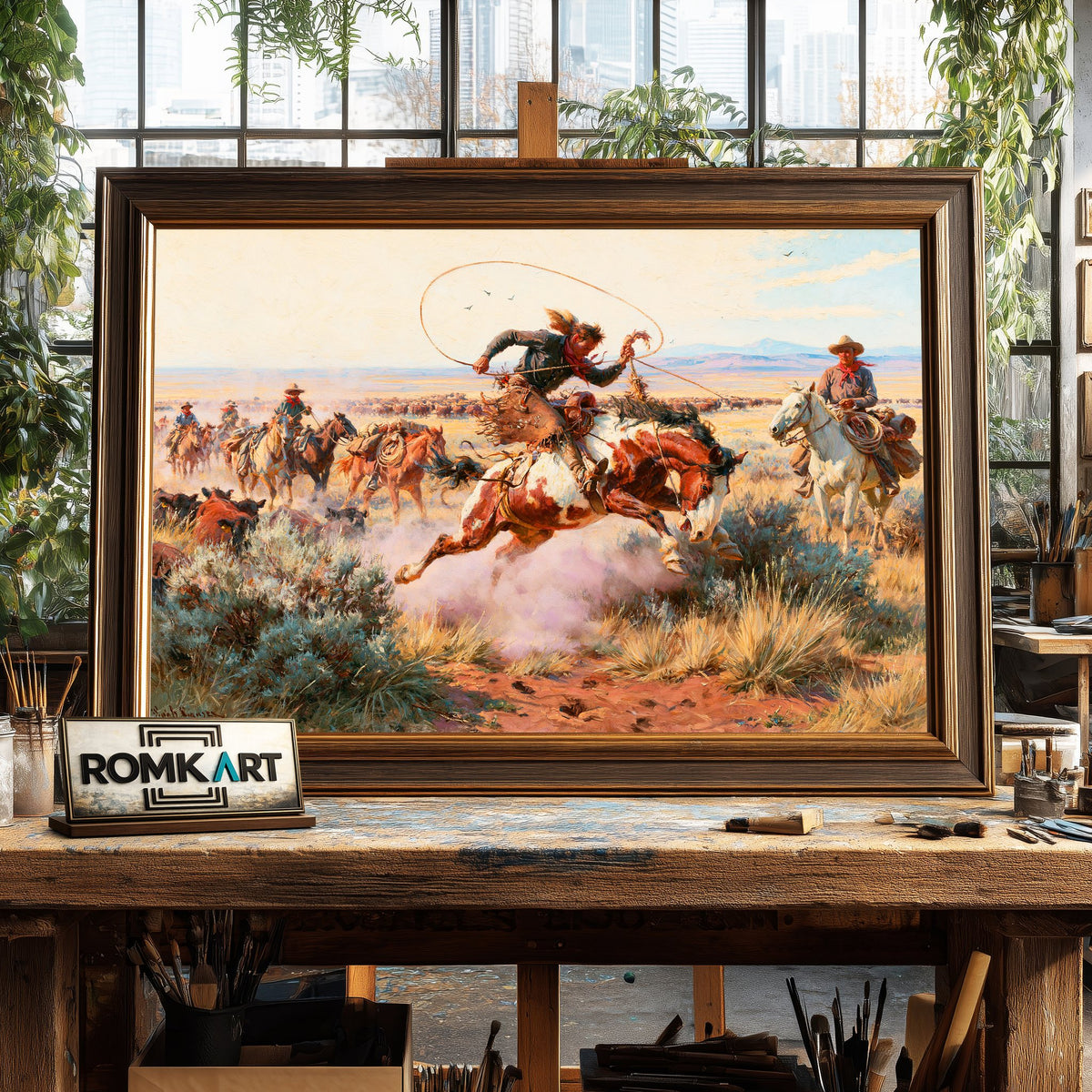 Western Cowboys Oil Painting - image 2