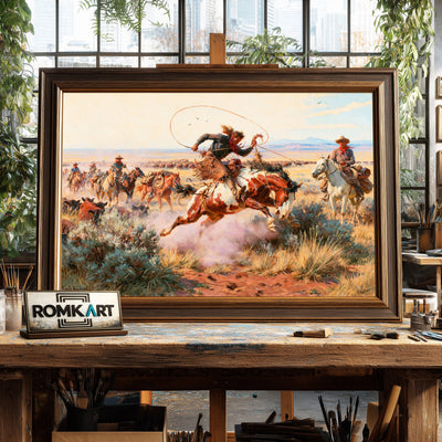 Western Cowboys Oil Painting - image 2