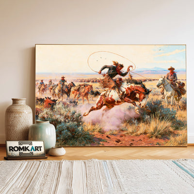 Western Cowboys Oil Painting - image 3