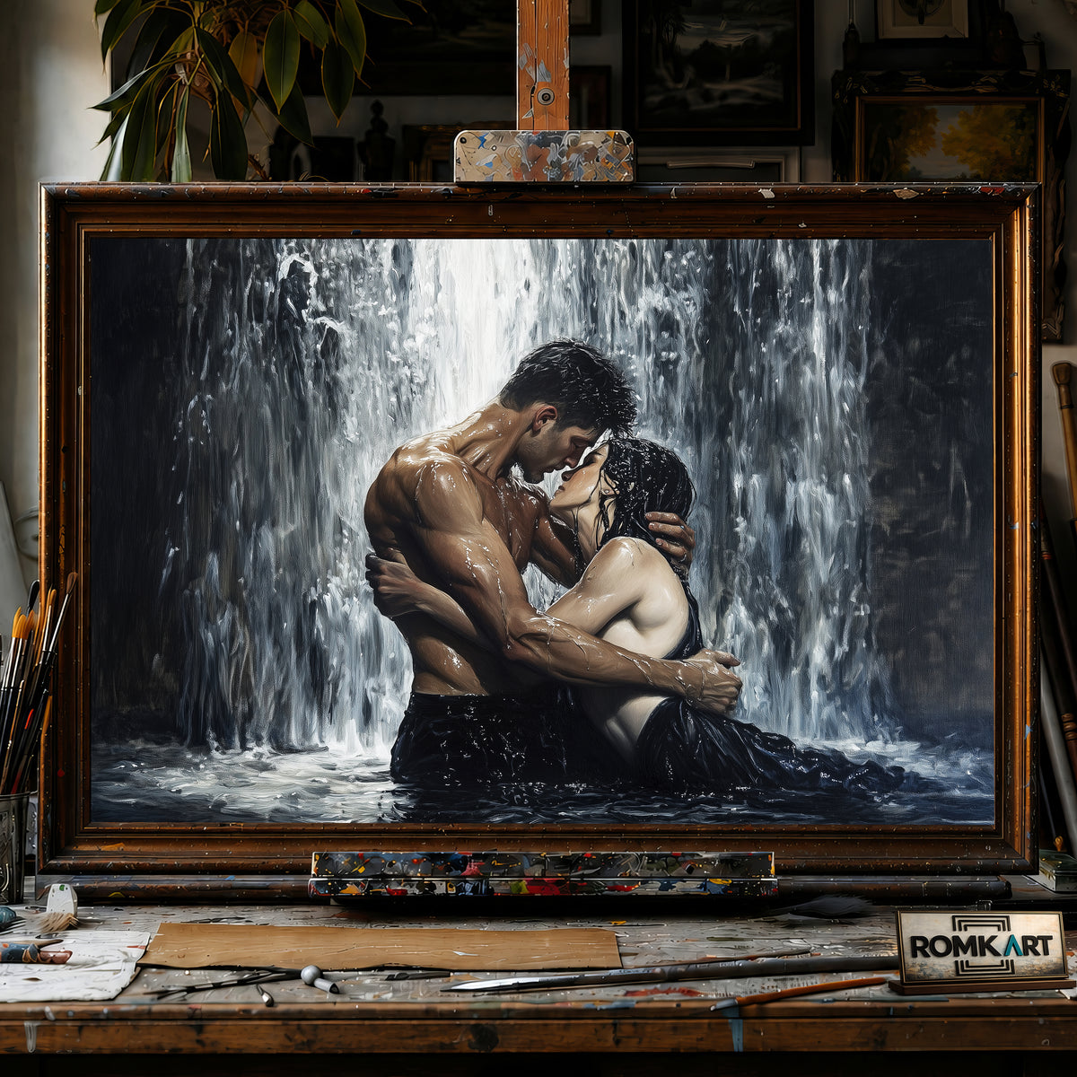 Wet Couple Dancing hand-painted oil painting on canvas