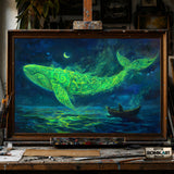 Whale in Fairy Tale hand-painted oil painting on canvas