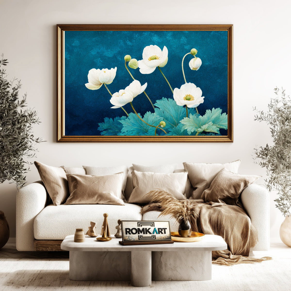 White Anemone Flowers Floral Oil Painting - image 5