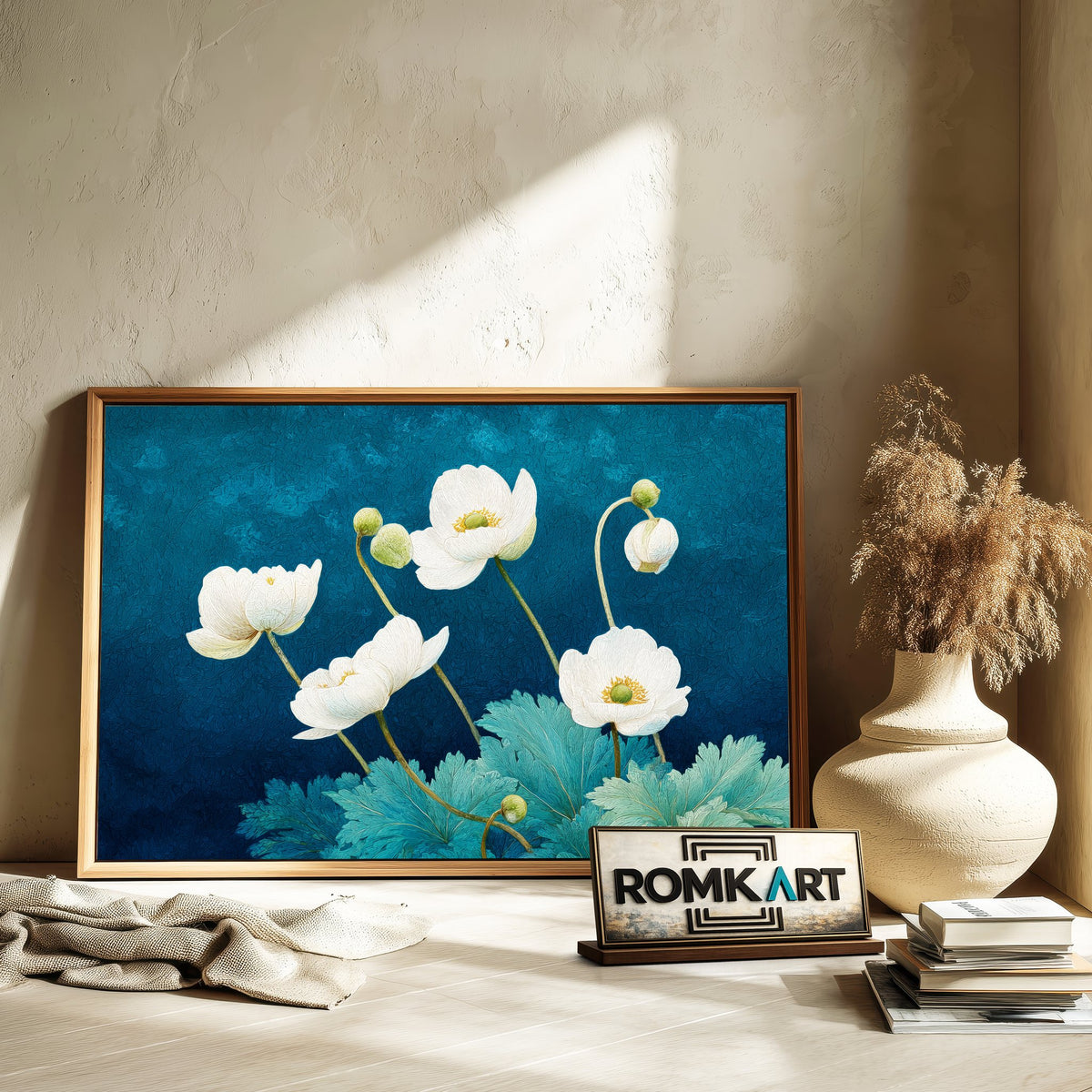 White Anemone Flowers Floral Oil Painting - image 6