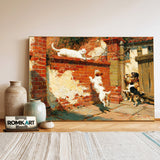 White Cat And Dogs Oil Painting - image 3