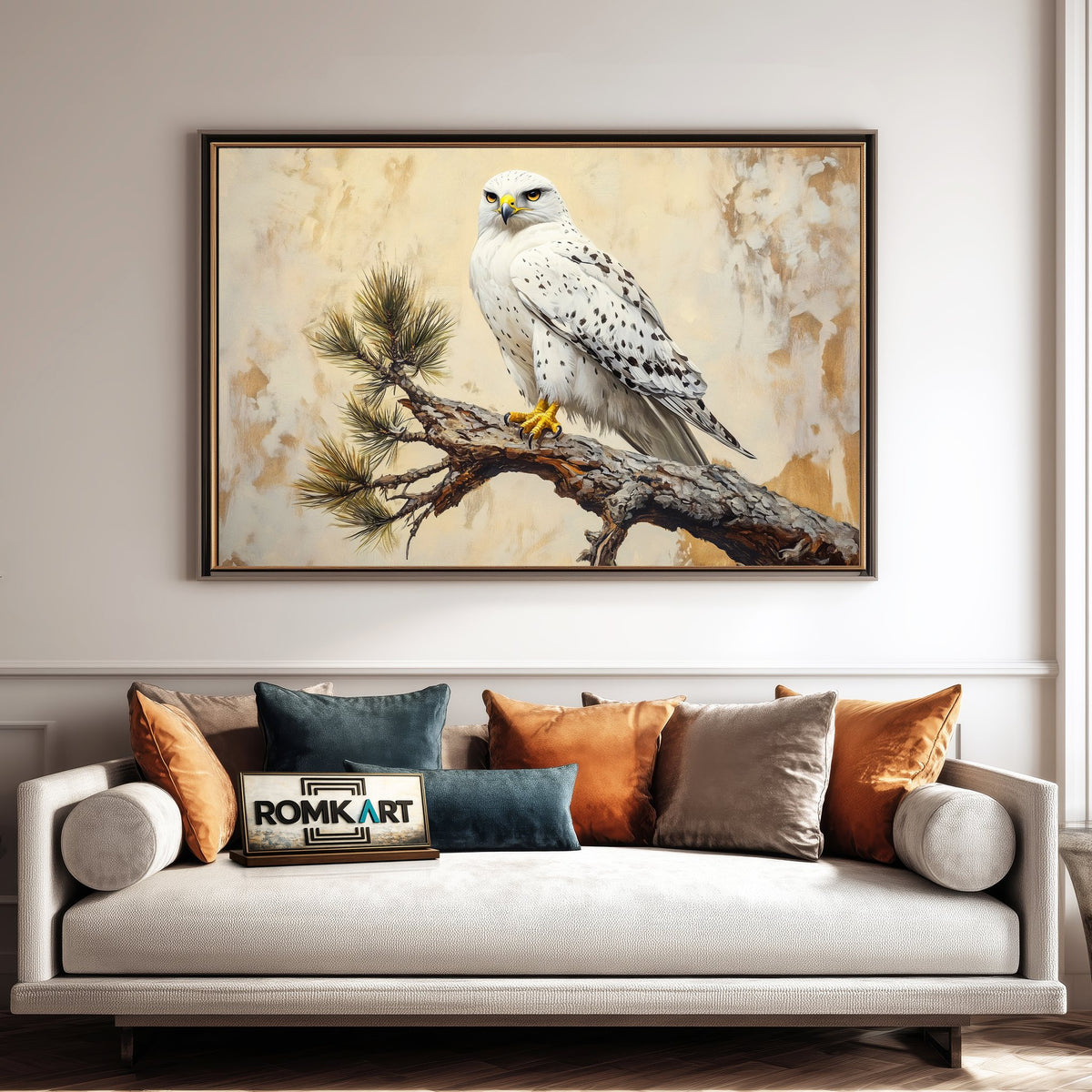 White Hawk Bird Oil Painting - image 4