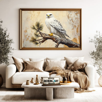 White Hawk Bird Oil Painting - image 5