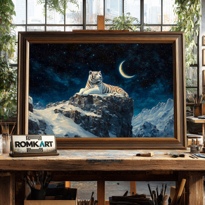 White Tiger Snow Mountain Wildlife Oil Painting - image 2