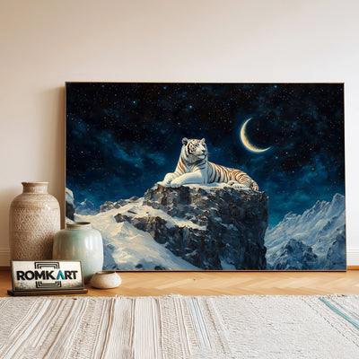 White Tiger Snow Mountain Wildlife Oil Painting - image 3