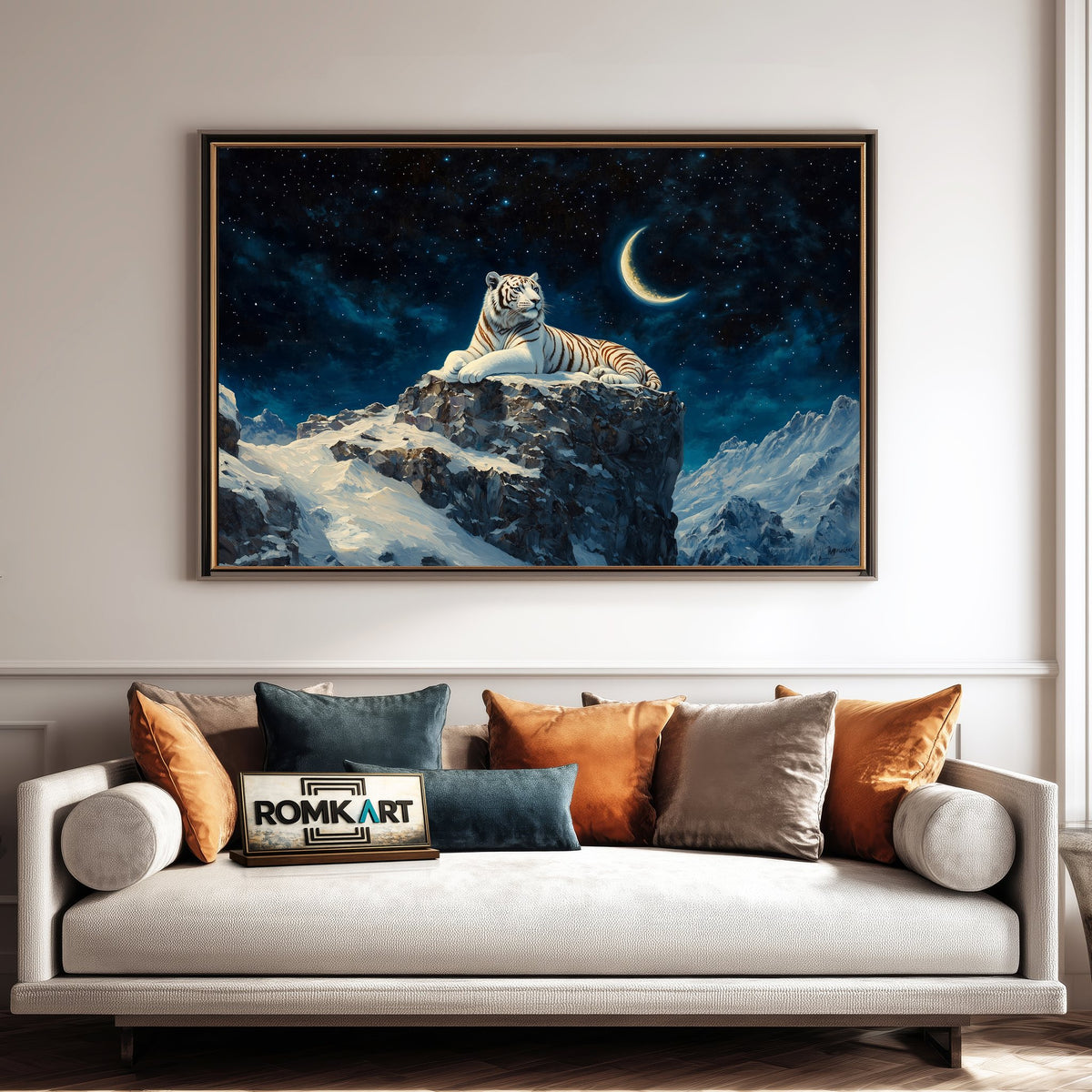 White Tiger Snow Mountain Wildlife Oil Painting - image 4