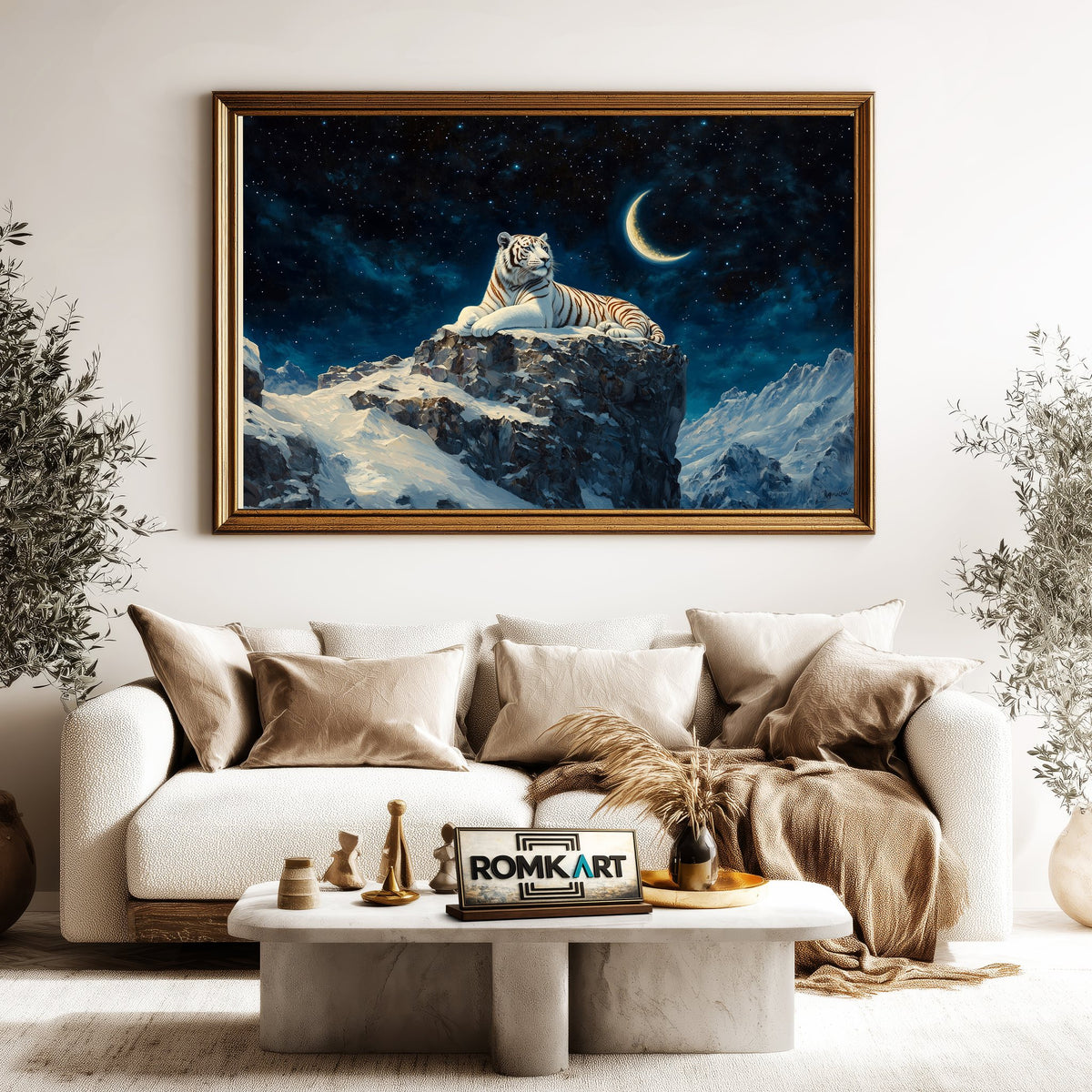 White Tiger Snow Mountain Wildlife Oil Painting - image 5