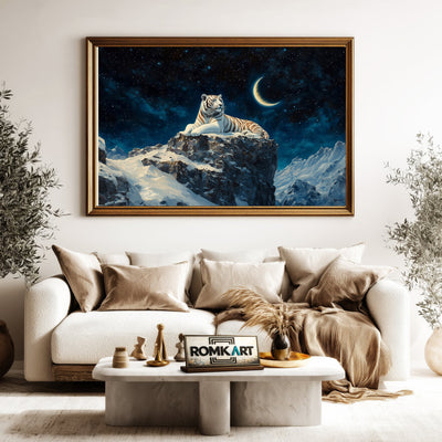 White Tiger Snow Mountain Wildlife Oil Painting - image 5