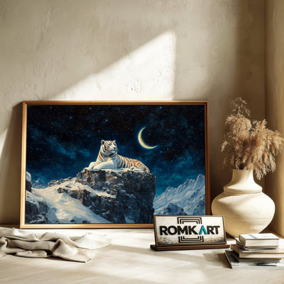 White Tiger Snow Mountain Wildlife Oil Painting - image 6