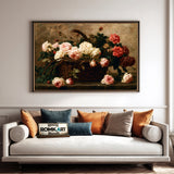 Wicker Basket With Roses Oil Painting - image 4
