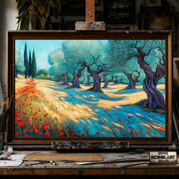 Wild Olive Trees hand-painted oil painting on canvas
