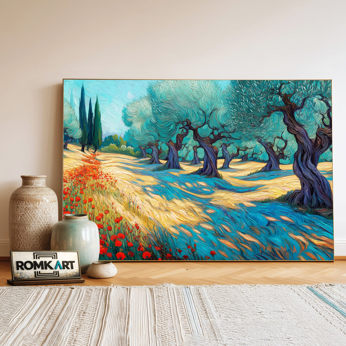 Wild Olive Trees Forest Landscape Oil Painting - image 3