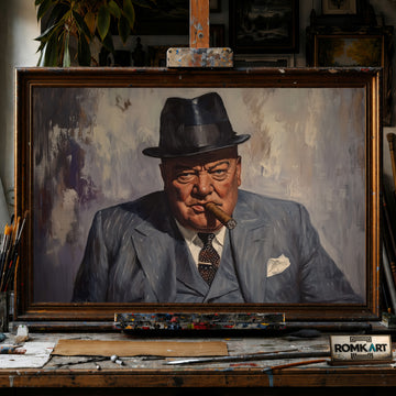 Winston Churchill hand-painted oil painting on canvas