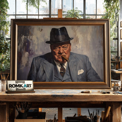 Winston Churchill Presidential Portrait Oil Painting - image 2