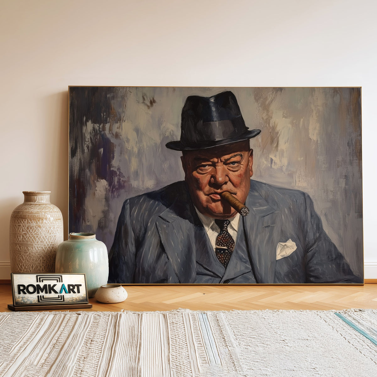 Winston Churchill Presidential Portrait Oil Painting - image 3