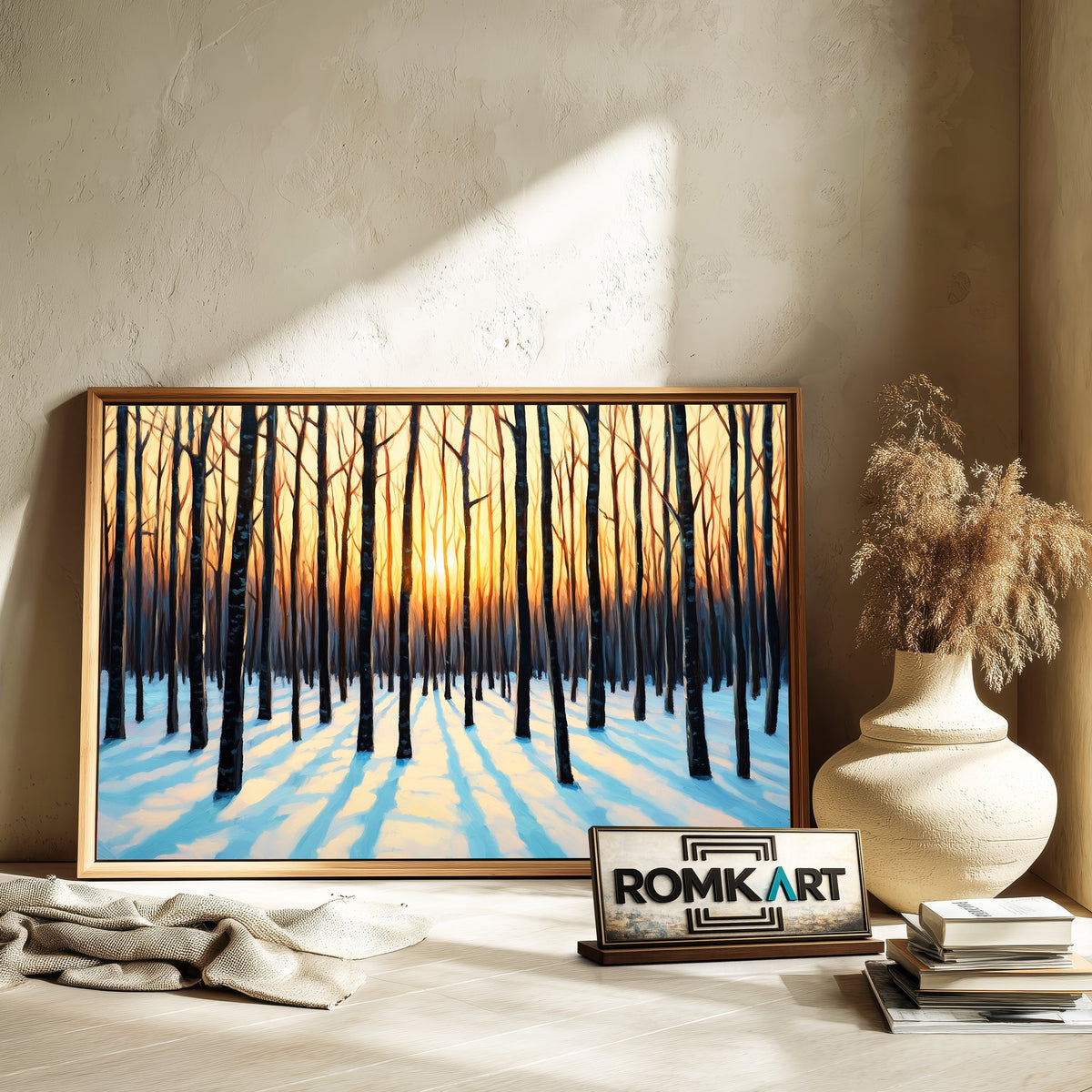 Winter Forest at Sunrise Forest Landscape Oil Painting - image 6