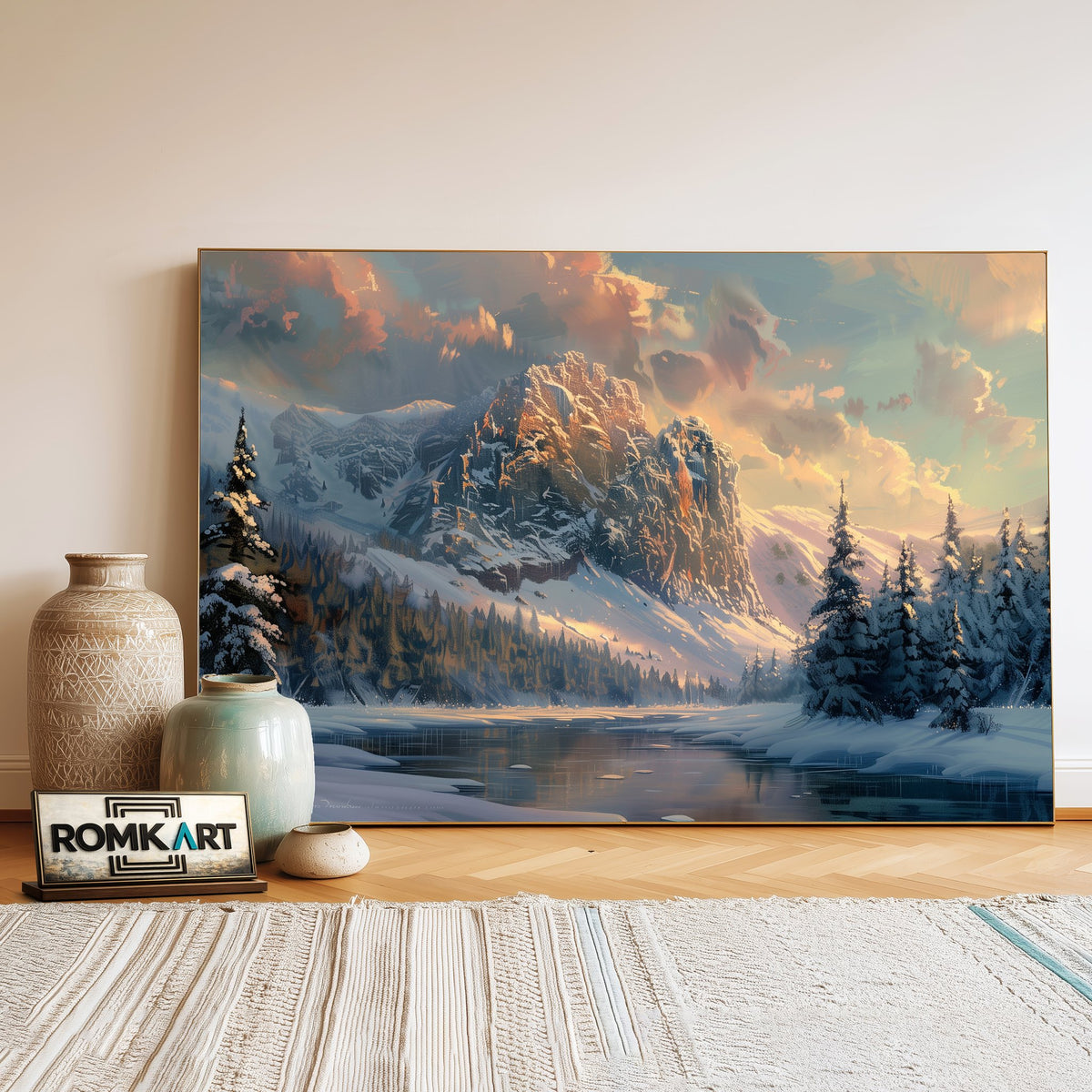 Winter Light Mountain Landscape Oil Painting - image 3
