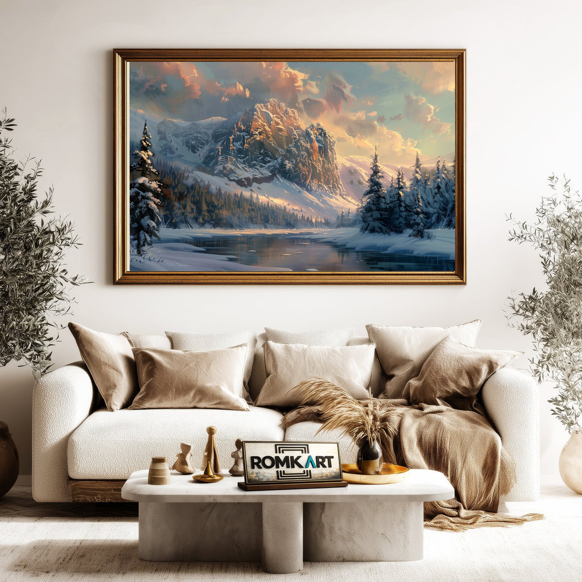 Winter Light Mountain Landscape Oil Painting - image 5