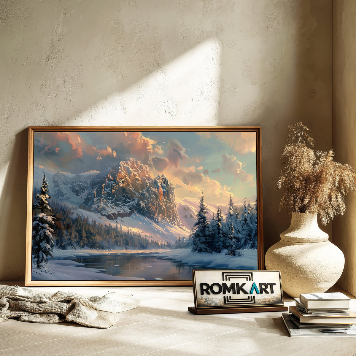 Winter Light Mountain Landscape Oil Painting - image 6