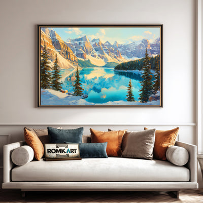 Winter Moraine Lake Waterscape Oil Painting - image 4