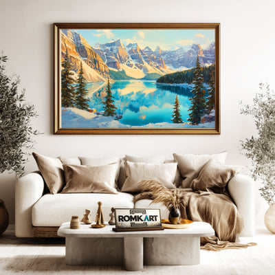 Winter Moraine Lake Waterscape Oil Painting - image 5