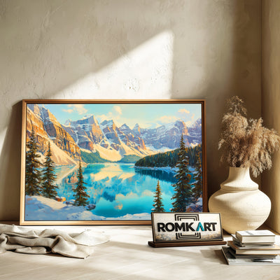 Winter Moraine Lake Waterscape Oil Painting - image 6