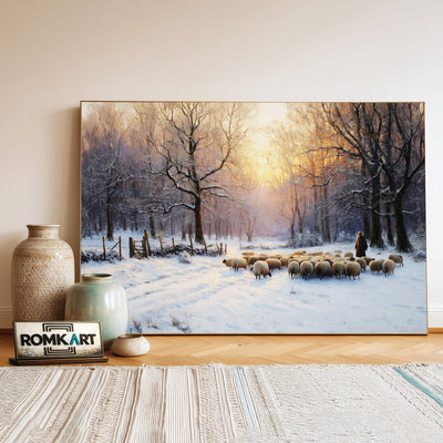 Winter Pastora at Golden Hour Landscape Oil Painting - image 3
