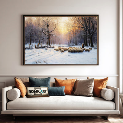 Winter Pastora at Golden Hour Landscape Oil Painting - image 4