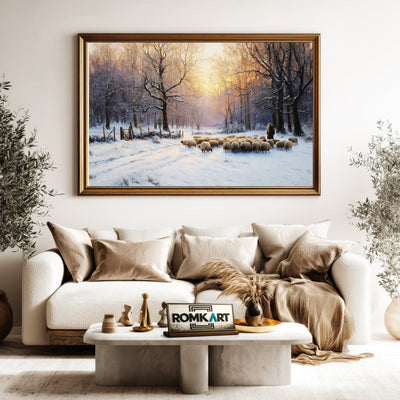 Winter Pastora at Golden Hour Landscape Oil Painting - image 5