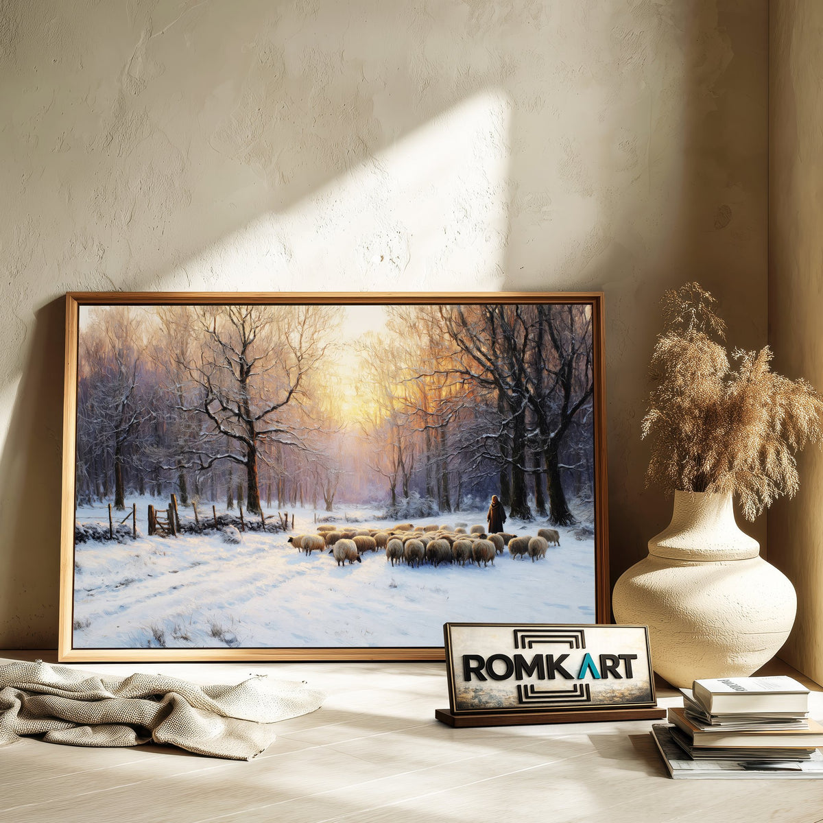Winter Pastora at Golden Hour Landscape Oil Painting - image 6