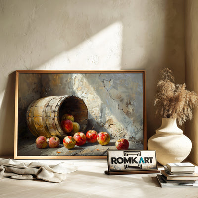 Wooden Bucket Apple Food Still Life Oil Painting - image 6