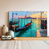 Wooden Pier in Venice Harbor Seascape Oil Painting - image 3