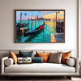 Wooden Pier in Venice Harbor Seascape Oil Painting - image 4