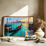 Wooden Pier in Venice Harbor Seascape Oil Painting - image 6