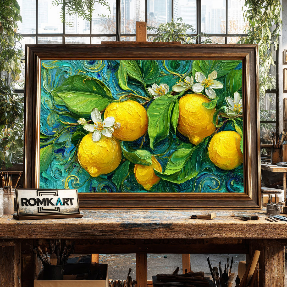 Yellow Lemons Still Life Oil Painting - image 2