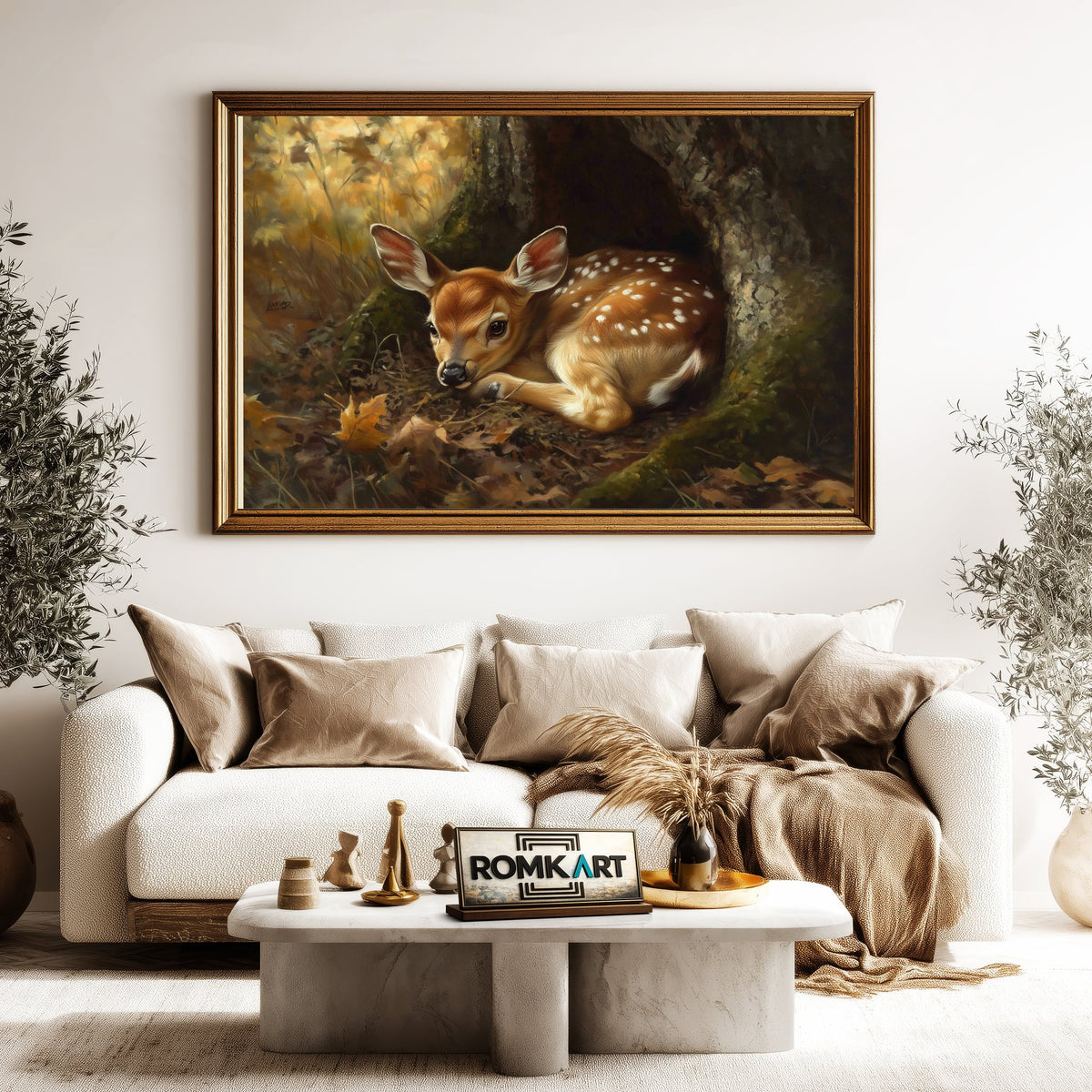 Young Deer in Quiet Forest Wildlife Oil Painting - image 5