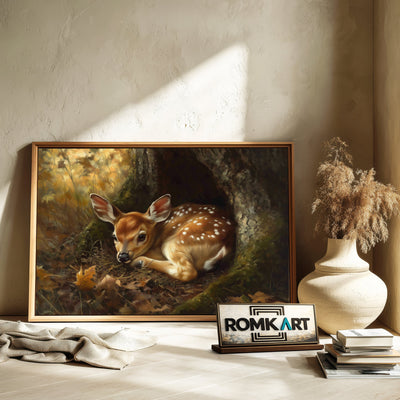 Young Deer in Quiet Forest Wildlife Oil Painting - image 6