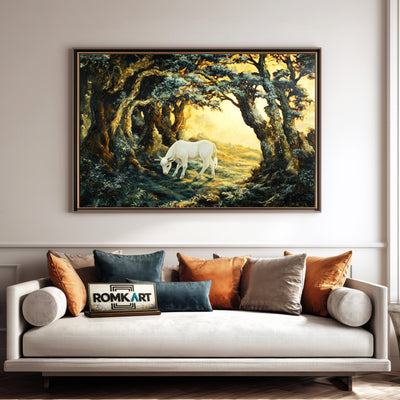 Young White Calf in Forest Ancient Farm Animal Oil Painting - image 4