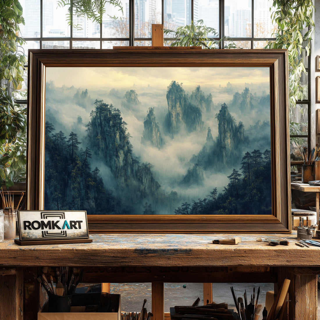 Zhangjiajie Mountains in Misty Morning hand-painted oil painting on canvas