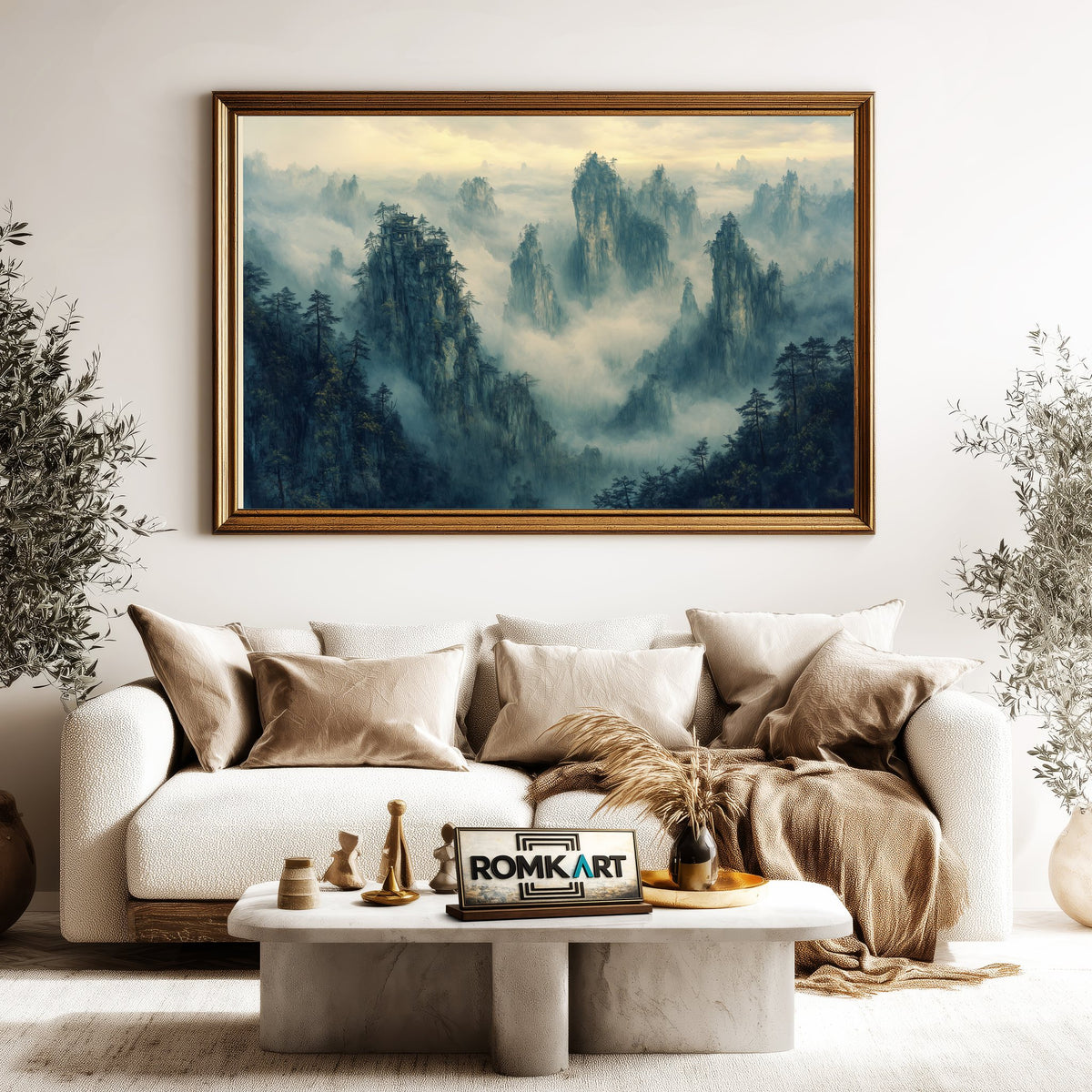 Zhangjiajie Mountains in Misty Morning Landscape Oil Painting - image 5
