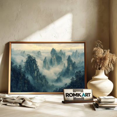 Zhangjiajie Mountains in Misty Morning Landscape Oil Painting - image 6
